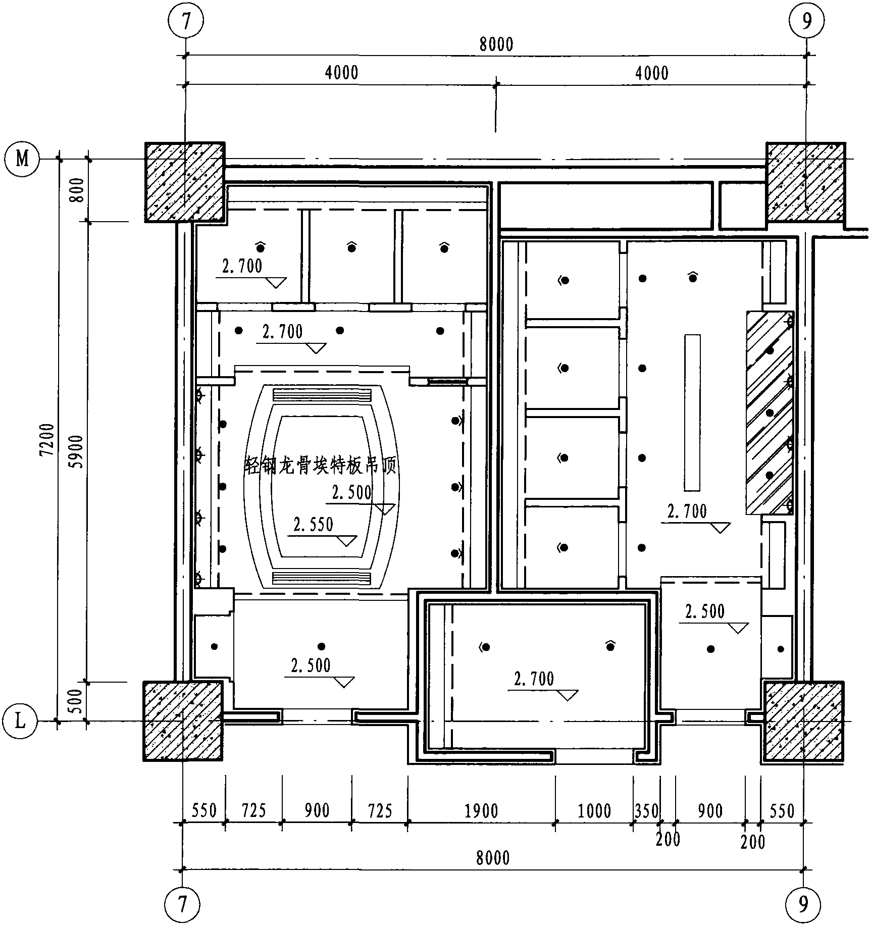 一层公共卫生间天花布置图 1:75